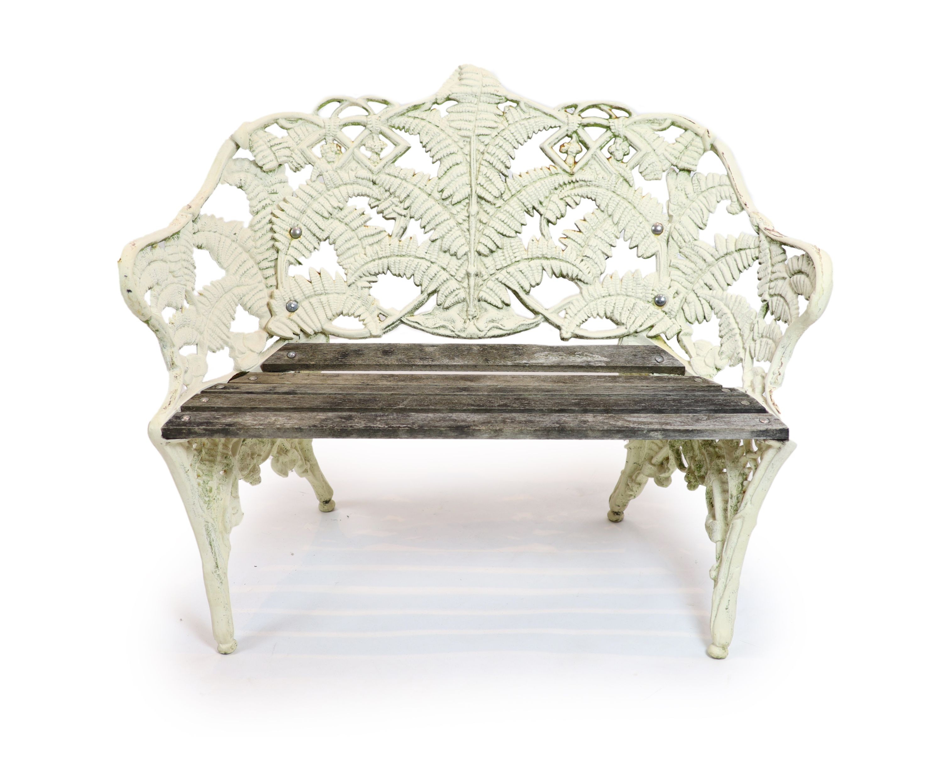 A Victorian cast iron Coalbrookdale 'Fern' pattern garden bench H 86cm. W 112cm. D 56cm.